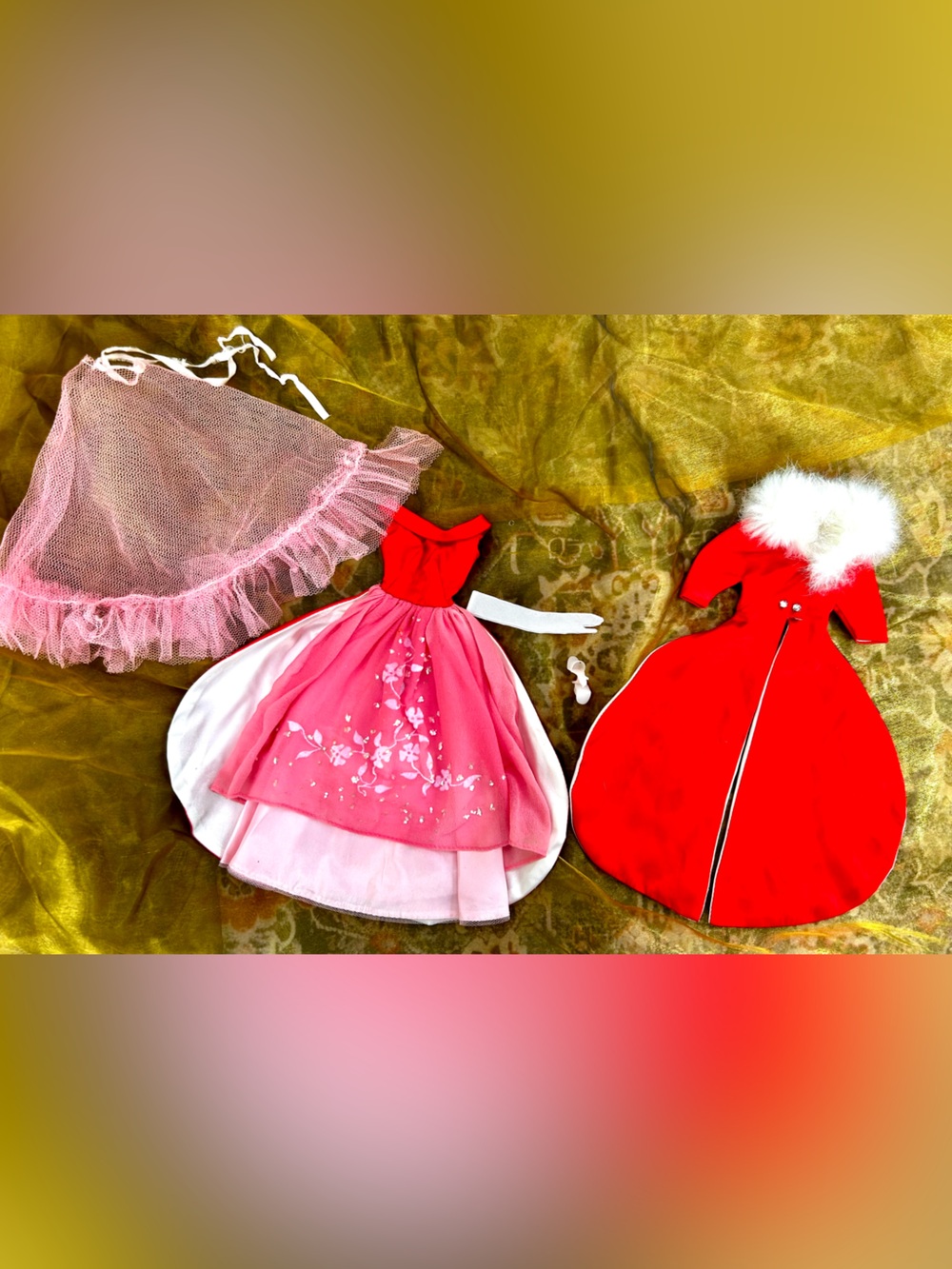 Mattel Red and White Dress Set with Pink Accents